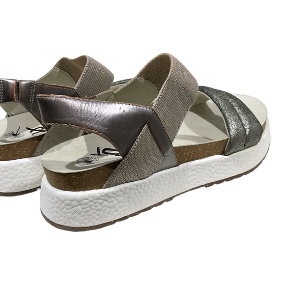 OTBT Libra Silver Wedge Sandals Size 10M Platform Leather Lug Sole Boho NWOT - Picture 6 of 10